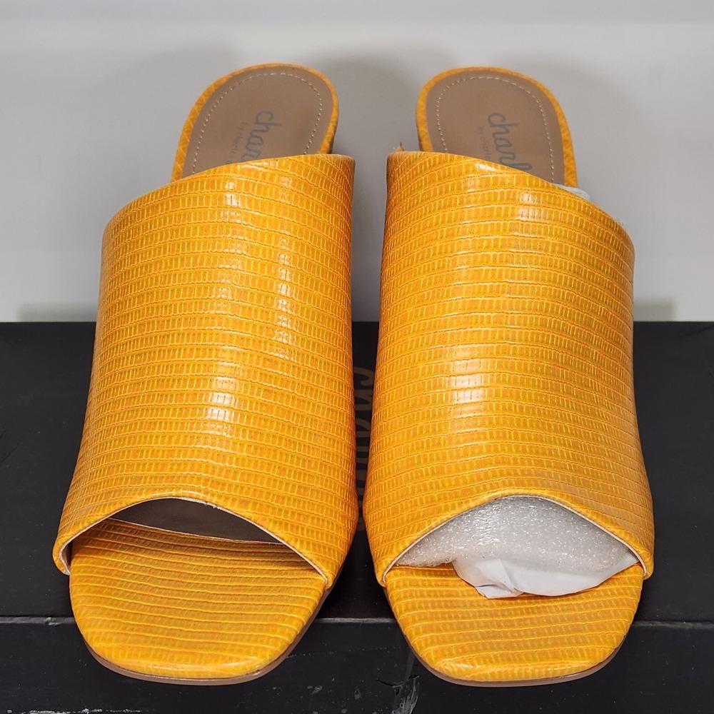 Charles by Charles David Genie Mules Womens Size 7.5 Mango Lizard Embossed Heels - Picture 2 of 7